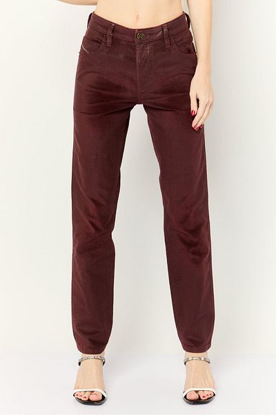 Diesel Women Slim Fit Solid Straight Leg Pants, Burgundy