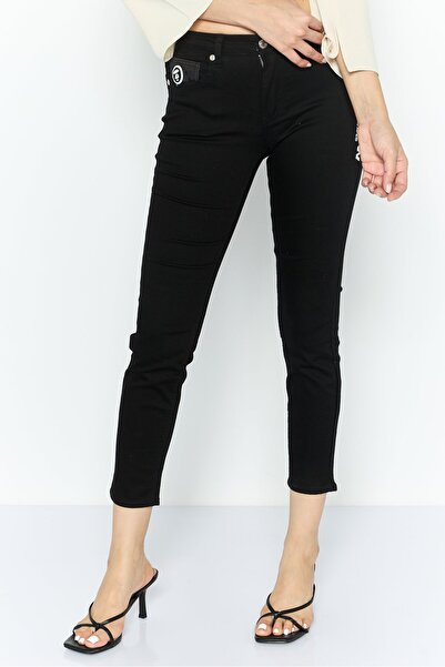 Aape By A Bathing Ape Women Skinny Fit Graphic Print Stretchable Jeans, Black