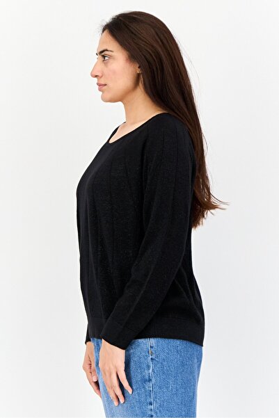 Levi's Women Round Neck Textured Sweater, Black