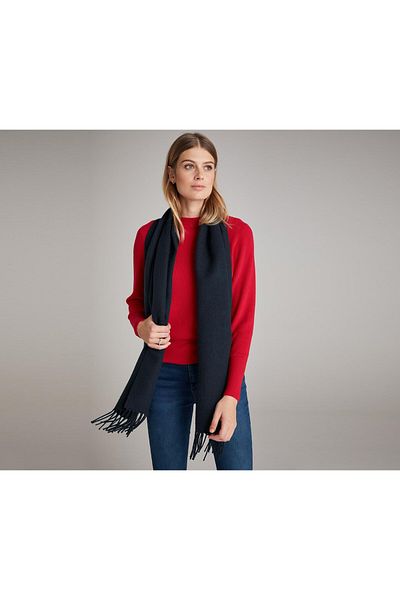 Tchibo Women Scarfs With Fringe, Dark Blue
