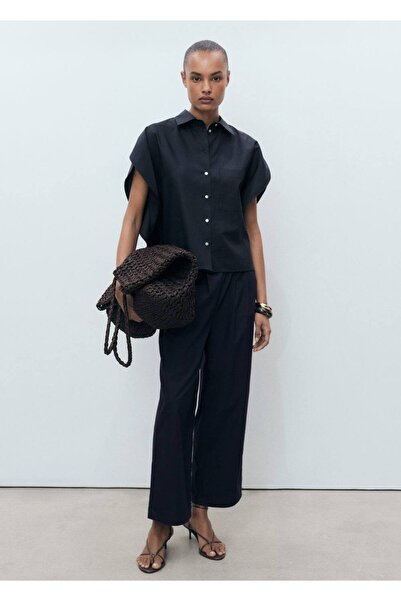 MANGO Woman Kısa kollu oversize gömlek