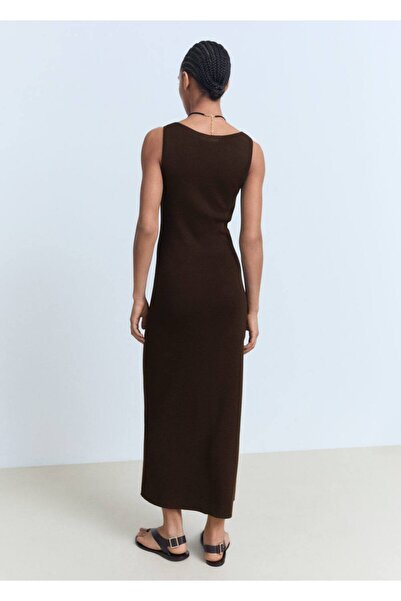 MANGO Woman Bağ detaylı yakalı triko elbise