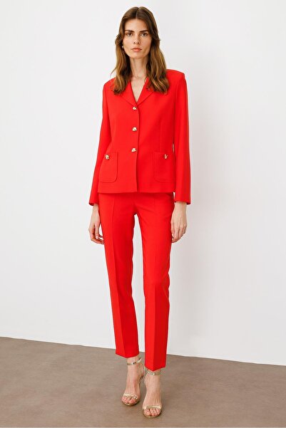 Moda İlgi Modailgi Torba Cepli Mono Yaka Yarım Astarlı Ceket - 4695 Mercan