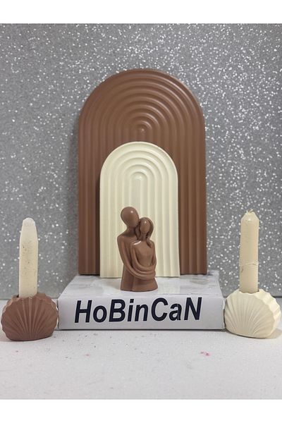 BLANJ Lover and Child Figurine 2 Candle Holder Large-Small Rainbow Presentation Plate 6 Piece Luxury Special Set
