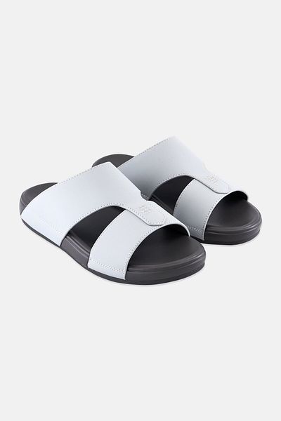 Algspar Men 2 Strap Slip On Arabic Sandals, Light Grey