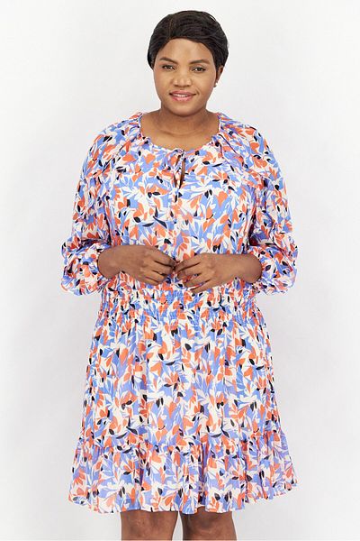 Ralph Lauren Women Plus Size Allover Print Long Sleeve Mini Dress, White