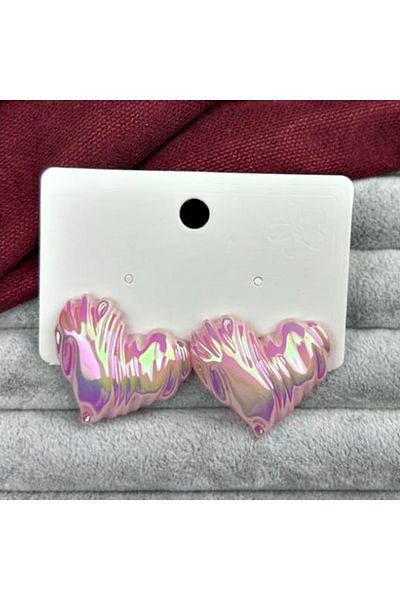 mos&more Pink Sparkly Heart Resin Earrings