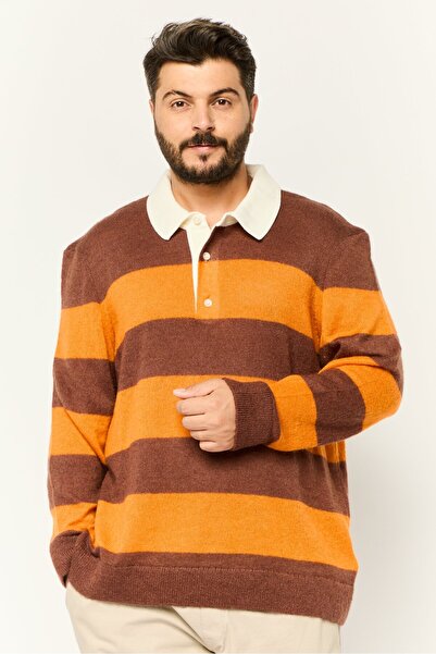 Gant Men Spread Collar Yarn Dye Long Sleeves Sweater, Multicolor