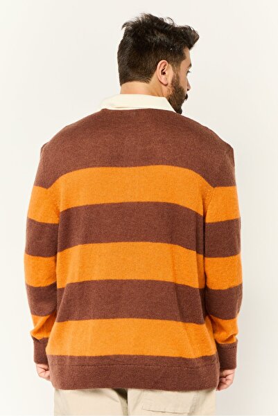 Gant Men Spread Collar Yarn Dye Long Sleeves Sweater, Multicolor