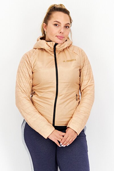 adidas Women Sportswear Fit Long Sleeve Outdoor Bomber Jacket, Light Peach
