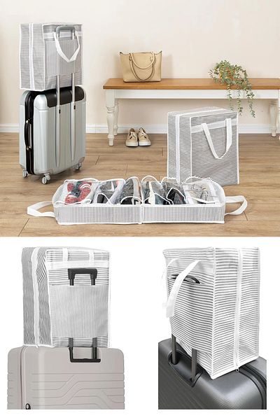 MorPort 6 Compartment Patterned Shoe Storage Travel Type Suitcase Top Storage Bag (35x22x40)