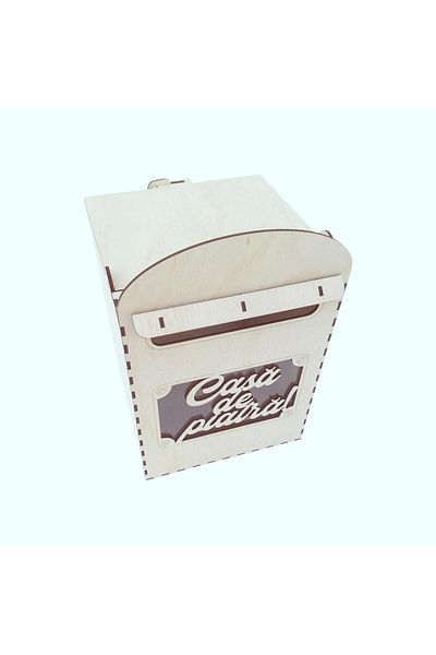 decoratiuniromania Cutie lemn nunta pentru plicuri, cutie dar botez din lemn, cutie dar miri din lemn, 30x20x20CM