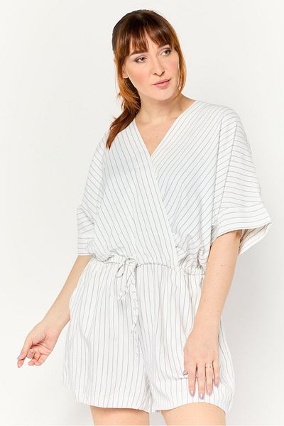 Ralph Lauren Women Stripe Short Sleeve Playsuits, White