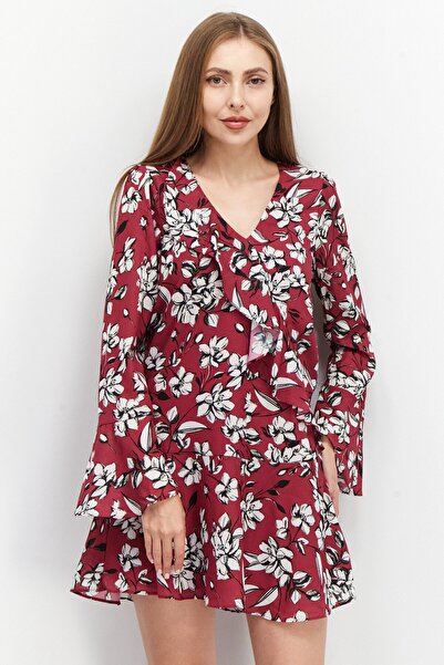 Parker Women Long Sleeve Ruffle Ditsy Floral Mini Dress, Multicolor