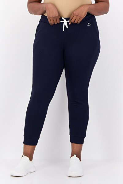 Gant بنطال رياضي نسائي بقصّة عادية ومطرّز بشعار، أزرق داكن