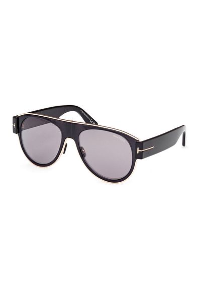 Tom Ford Unisex Black-Grey Organic Mirrored (Uv) Glass Bone Closed Frame Oval - Round Sunglasses Tf1074