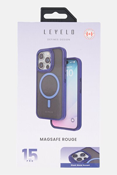 Levelo Iphone 15 Pro Rouge Magsafe Matte Case, Grey/navy