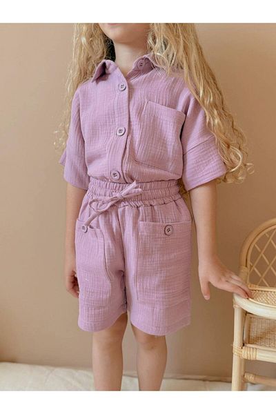 Jolly Kids Girl's Muslin Fabric Shirt Set