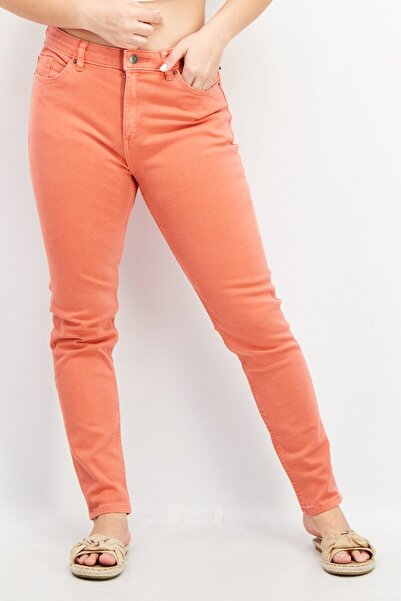 Esprit Women Skinny Fit High Waist Stretchable Denim, Orange