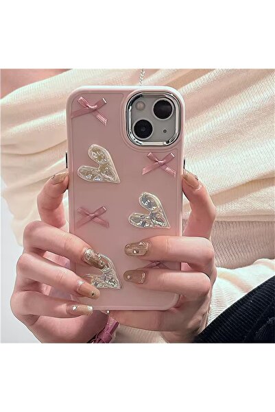 MİRAZ TASARIM حافظة آيفون 13/14 متوافقة مع القوس والقلب ثلاثي الأبعاد