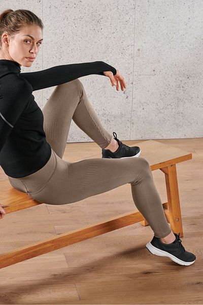 Tchibo Women Sportswear Fit Seamless Running Tights, Taupe