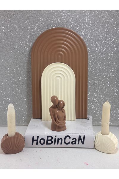 BLANJ Lover and Child Figurine 2 Candle Holder Large-Small Rainbow Presentation Plate 6 Piece Luxury Special Set
