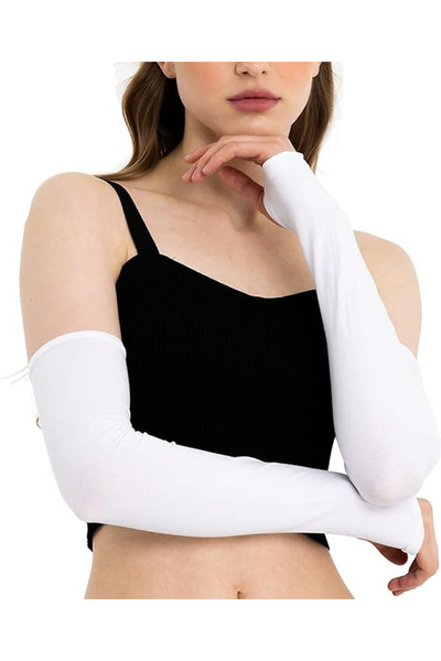 NAKISCI Unisex 45 Cm Uzun Beyaz Sandy Kumaş Yüksek Kalite Ikili Esnek Kolluk 2022