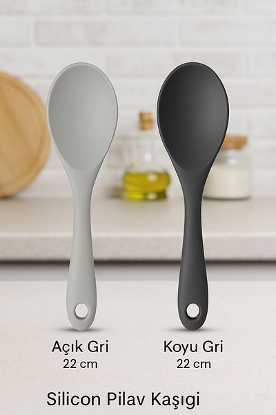 BRE HOME Set of 2 Silicone Pilaf Serving Spoons - 22 cm Heat Resistant, Ergonomic Handle