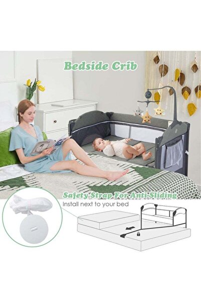 BabyCara Multi-Purpose Nursery Playpen Foldable Cot And Diaper Changer Baby Bed Hanging Toys Carry Bag 110x70