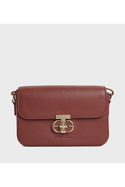 BCBG Burgundy Shoulder Bag With Lock