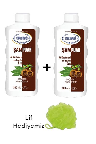 Ersağ Horse Chestnut and Olive Extract Shampoo 300 ml 2 Pieces Lif Our Gift