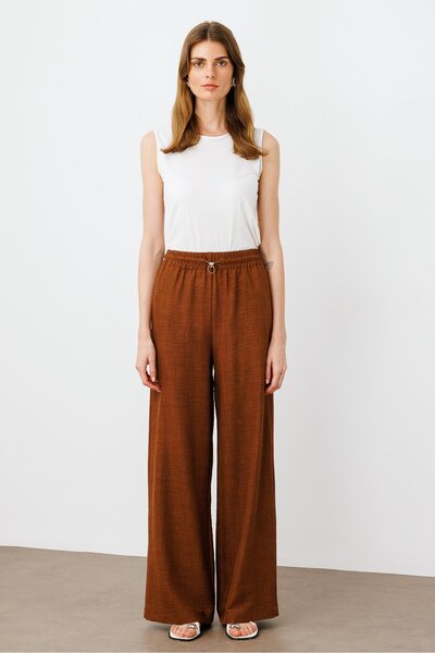 Moda İlgi Modailgi Beli Lastikli Rahat Kesim Pantolon - 1851 Kahve