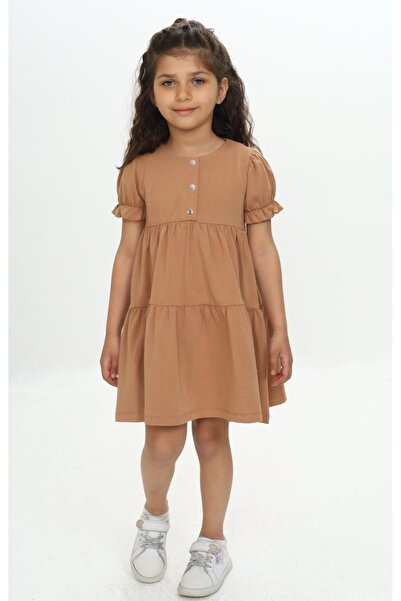 Toontoy Girl's Buttoned Ruffle Dress