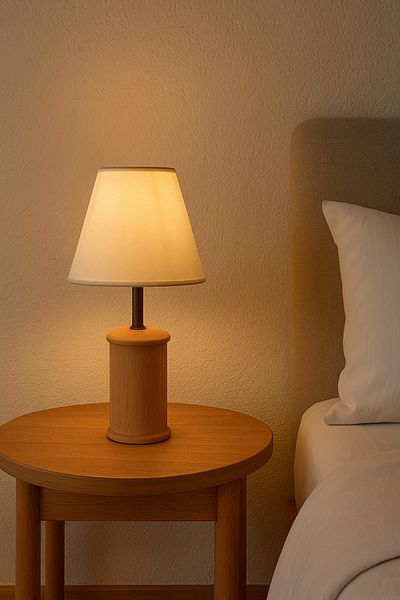 ESLENTA Wooden Lampshade Aruna - Fabric Covering, Conical Head