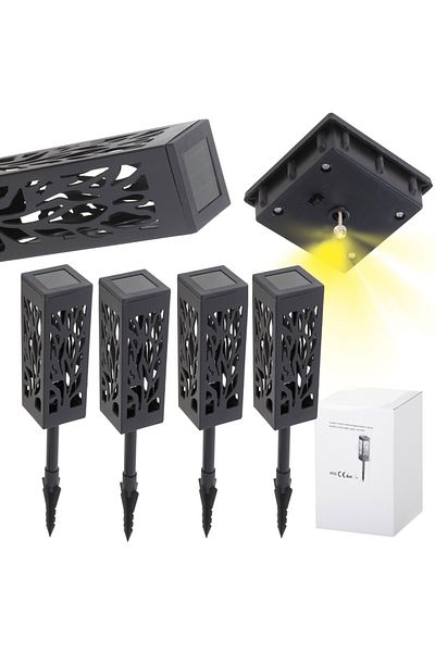 OEM Set 4 lampi solare de gradina cu picior tip "Lampion" cu LED