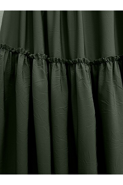 Modamorfo Segmented Elastic Waist Crash Pattern Parachute Skirt - Khaki