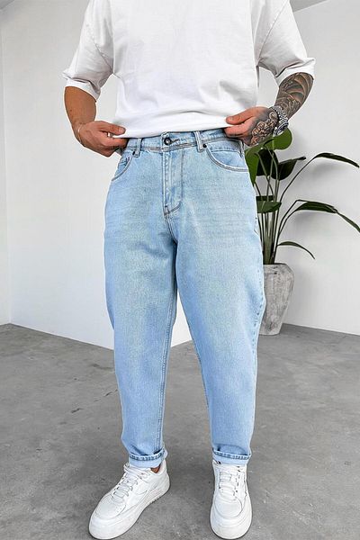 HAFKAGİYİM Light Blue Soft Gradient Premium Regular Trousers