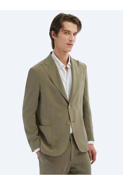 Kip Khaki Plain Comfort Fit Bag Pocket Mono Collar Elastic Waist Sports Suit