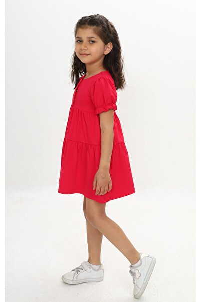 Toontoy Rochie cu volane cu nasturi în față pentru fetiță