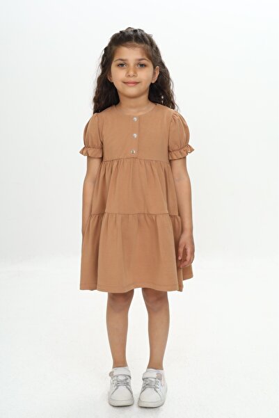 Toontoy Girl's Buttoned Ruffle Dress