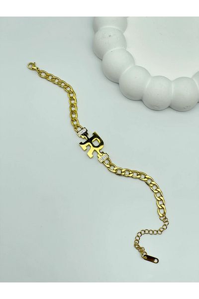 İNN JEWELLERY سوار من الفولاذ بحرف R مع شكل سلسلة مضاد للتشويه (ضمان المستورد لمدة عامين)