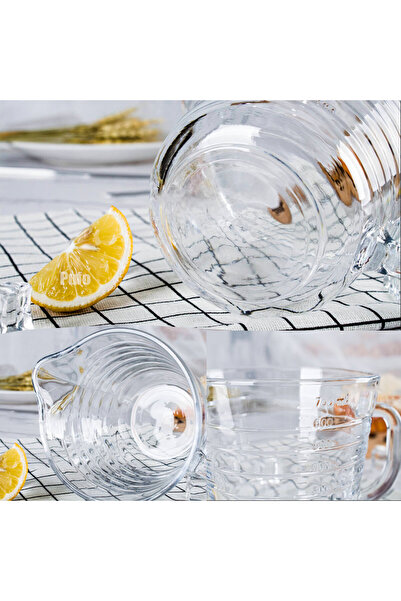 PUFO glass milk frother, for frothing milk, cappuccino, barista jug type with handle