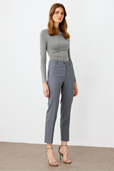 Moda İlgi Modailgi Arka Cep Detaylı Dar Paça Pantolon Gri