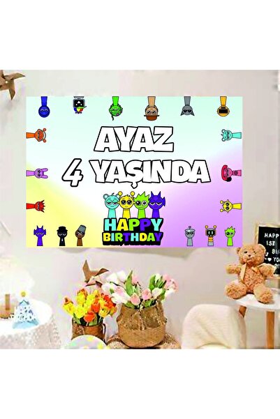 Home Kişiye Özel Sprunki Temalı Doğum Günü Afişi Birthday Pankart (100X70CM)