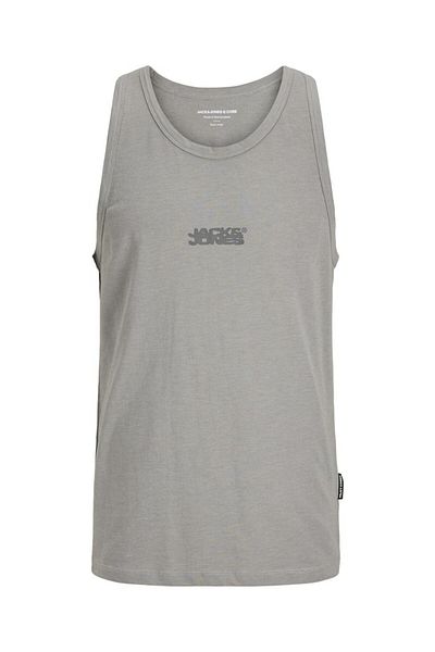 Jack & Jones Men's Gray Jcosago Small Logo Slub Tank Top Undershirt 12276727-Grayflann
