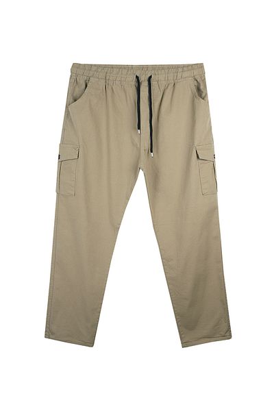 marufshop Ανδρικό παντελόνι Gabardine σε μέγεθος με τσέπη Cargo Κατάλληλο για 100 κιλά - 180 κιλά Μπεζ