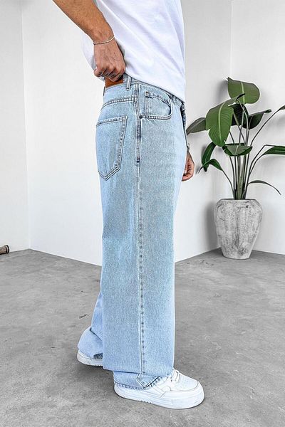 HAFKAGİYİM Ανοιχτό Ice Blue Basic Old School φαρδύ παντελόνι