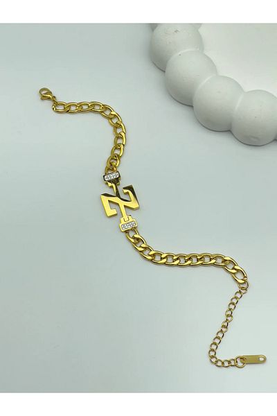 İNN JEWELLERY Steel Letter Z Bracelet, Non-Tarnish, Antiallergic, with Chain Figure (2 Years Importer Guaranteed)