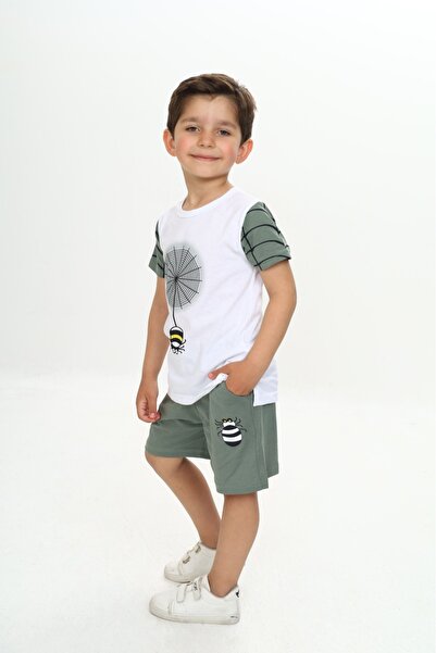 Toontoy Boy's Spider Detail Printed Shorts Suit