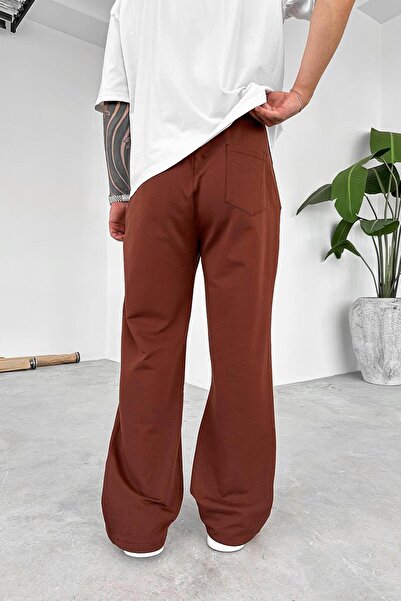 HAFKAGİYİM Коричневі штани з застібкою-блискавкою та вишитим декором, баггі-кльош